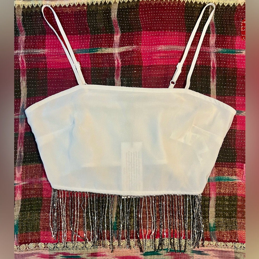 Nwt NASTY GAL Beaded Trim Crop Top